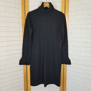 Cynthia Rowley 100% Marino Wool Sweater Dress Women's Small Black Turtleneck